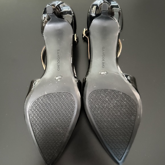Bandolino Black Patent T-Strap Bow Pumps Womens Size 11M Pointed Stiletto Heels - Picture 12 of 13